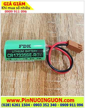 FDK CR17335SE-R; Pin nuôi nguồn PLC FDK CR17335SE-R lithium 3v 2/3A 1800mAh (zắc nâu) NHẬT